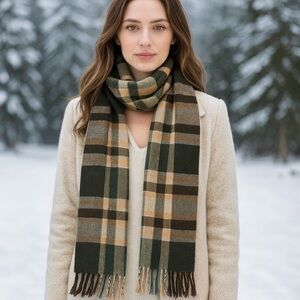100% Cashmere Plaid Scarf